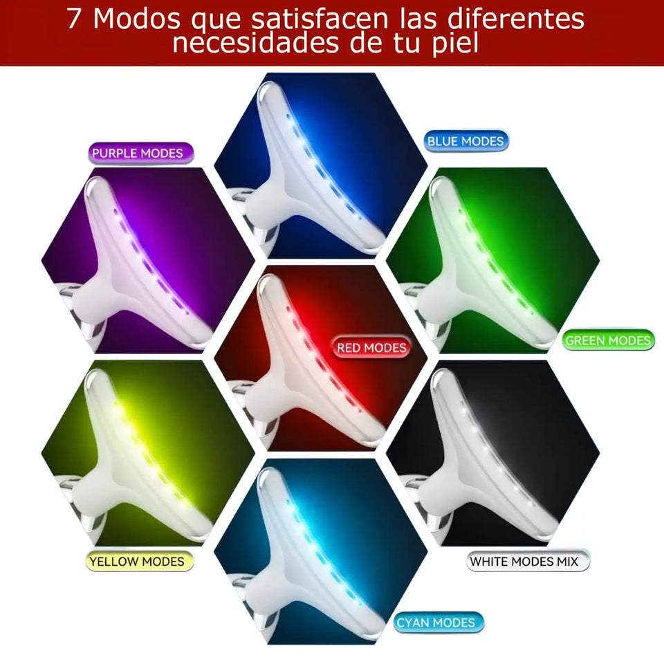 MASAJEADOR FACIAL 7 LUCES LEDS RECARGABLE