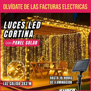 LUCES LED CASCADA SOLARES 3 M + CINTA LED DUAL