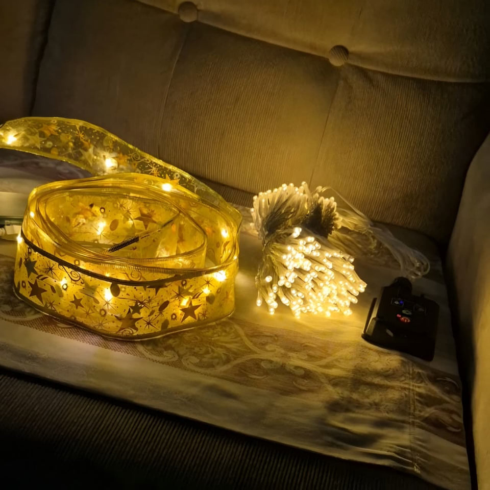 LUCES LED CASCADA SOLARES 3 M + CINTA LED DUAL