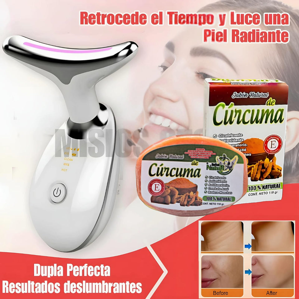 MASAJEADOR FACIAL LED + JABON DE CURCUMA