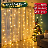 LUZ LED CASCADA SOLARES 3X3 M + CINTA LED DUAL+LUZ SOLAR LINEAL 12 METROS