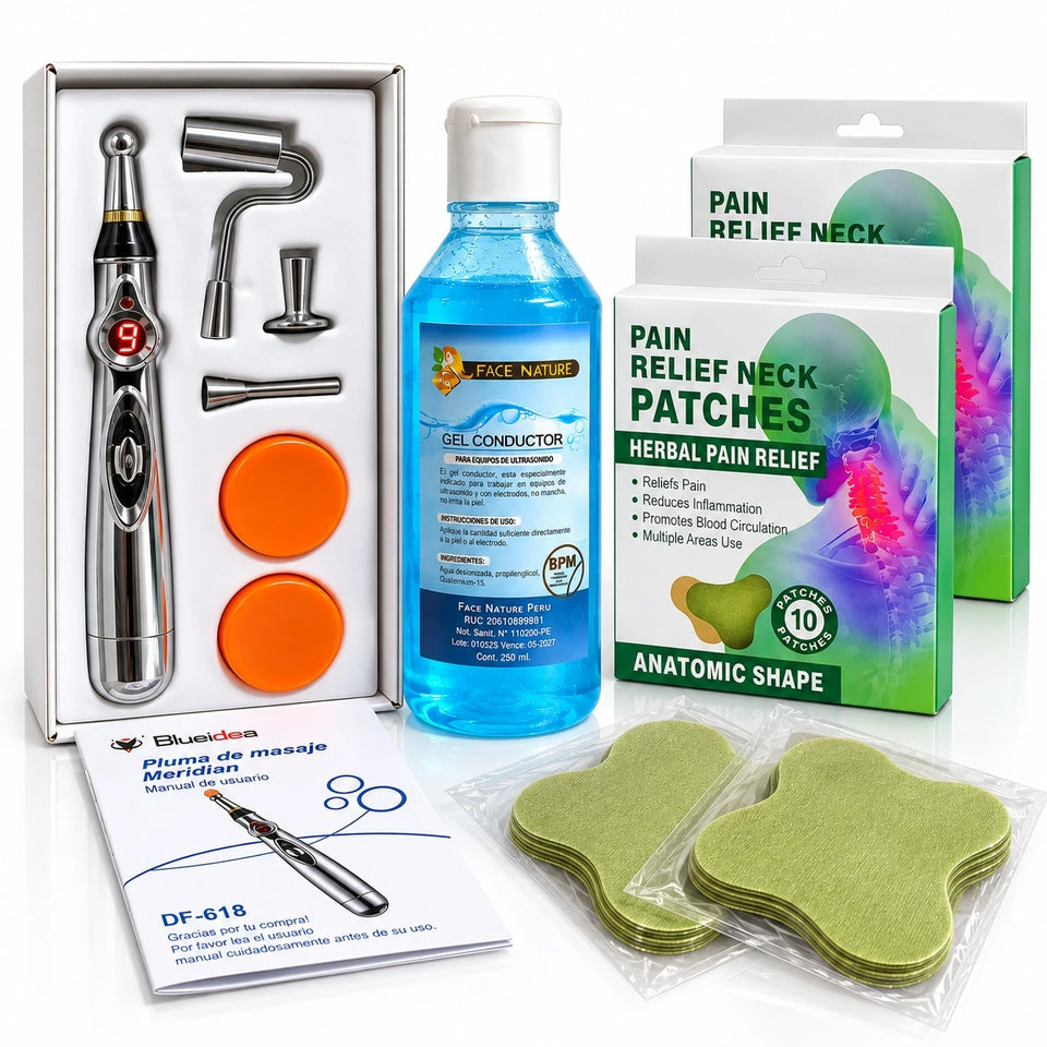 KIT TERAPEUTICO 3 EN 1 (ELECTROLAPIZ TERAPUTICO+GEL CONDUCTOR+PARCHES HERBALES)v3