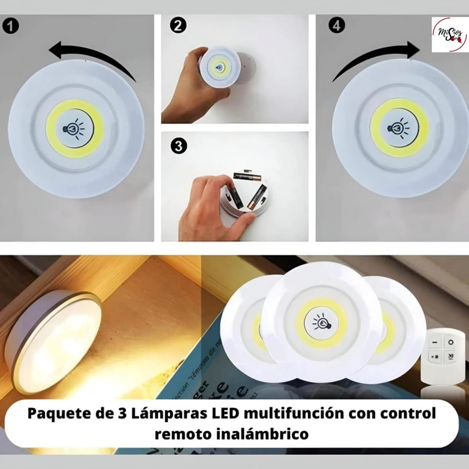 SET DE 3 LUCES LED A CONTROL REMOTO